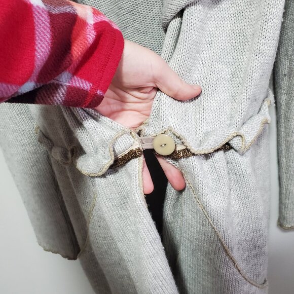 TINY by Anthropologie Wool Blend Knit Cardigan Sweater Coat Grey Women's Large - Picture 8 of 15